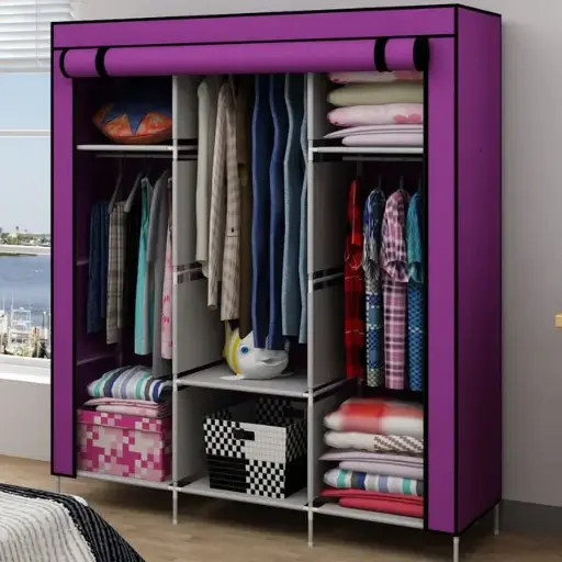 3 Column Wooden Frame Wardrobe